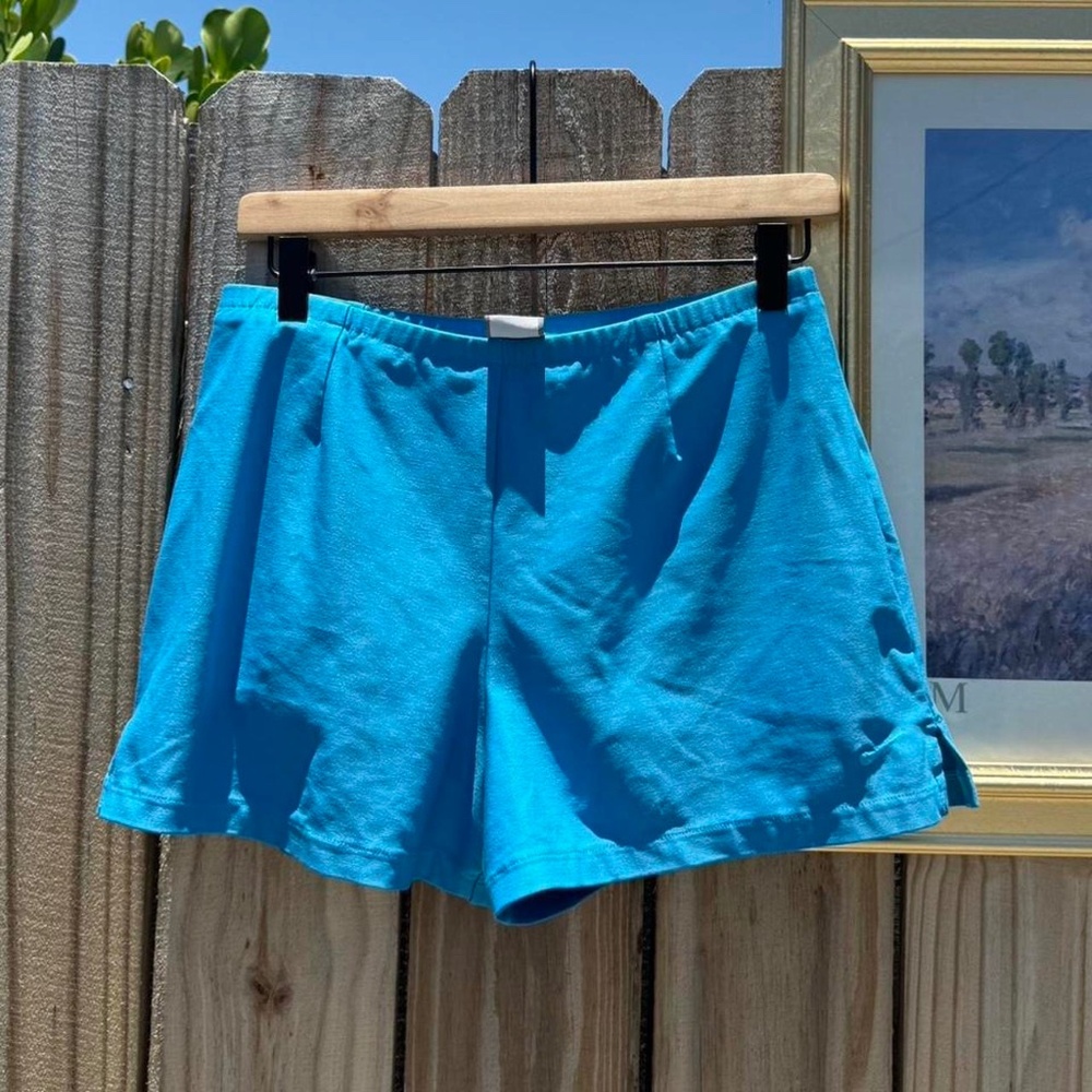 vintage blue nike athletic bike shorts double lined retro 90s